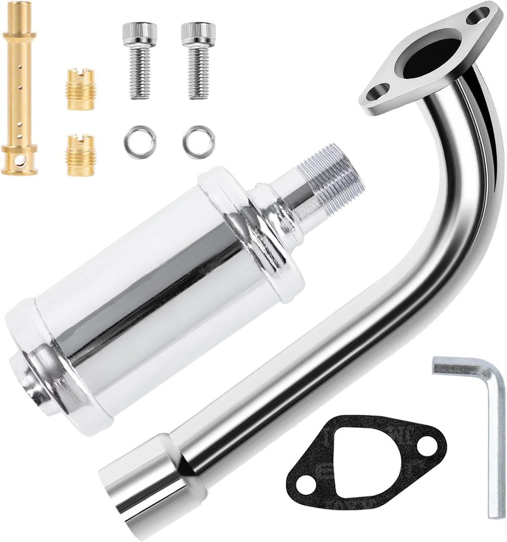 Exhaust Pipe Muffler with Jet Kit for Predator 212cc 196cc 224cc Engine for Coleman CT200U BT200X, Baja MB200, Mini Bike Go Kart Performance Parts (Silver)