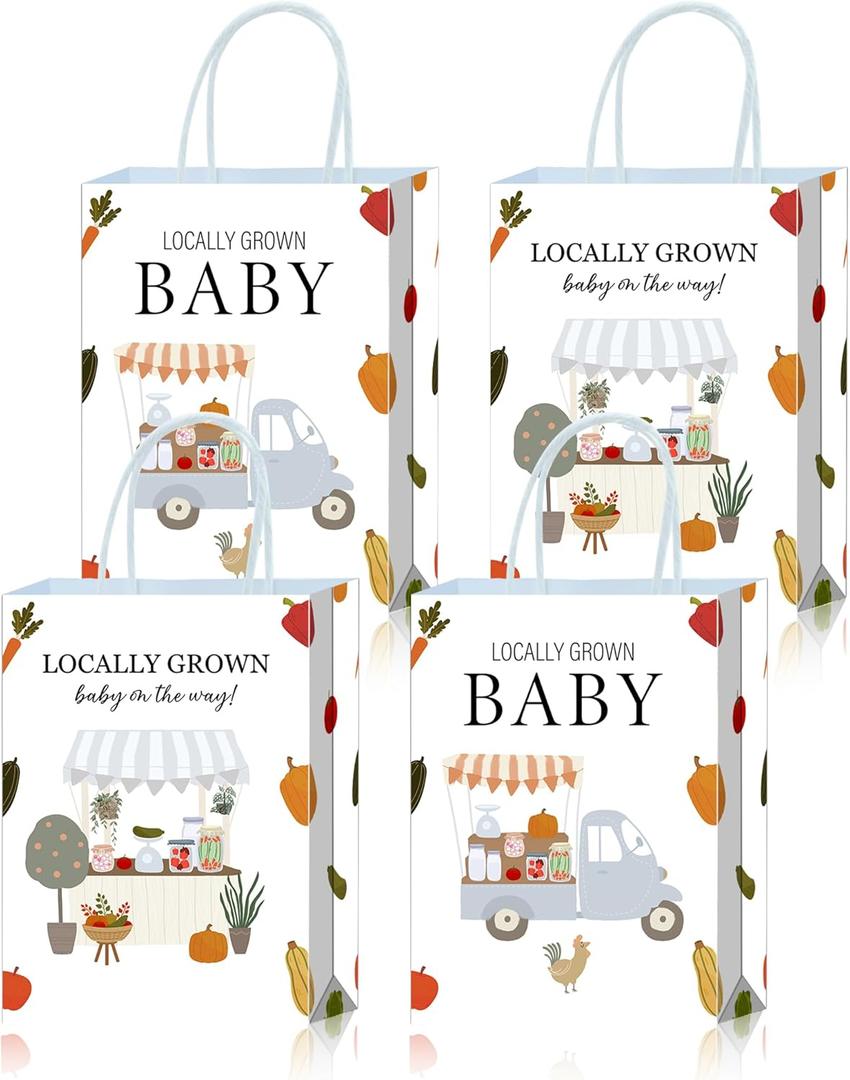 Roselush 16Pcs Locally Grown Baby Shower Decorations Goodie Bags - Paper Goodie Bags for Locally Grown Baby Shower