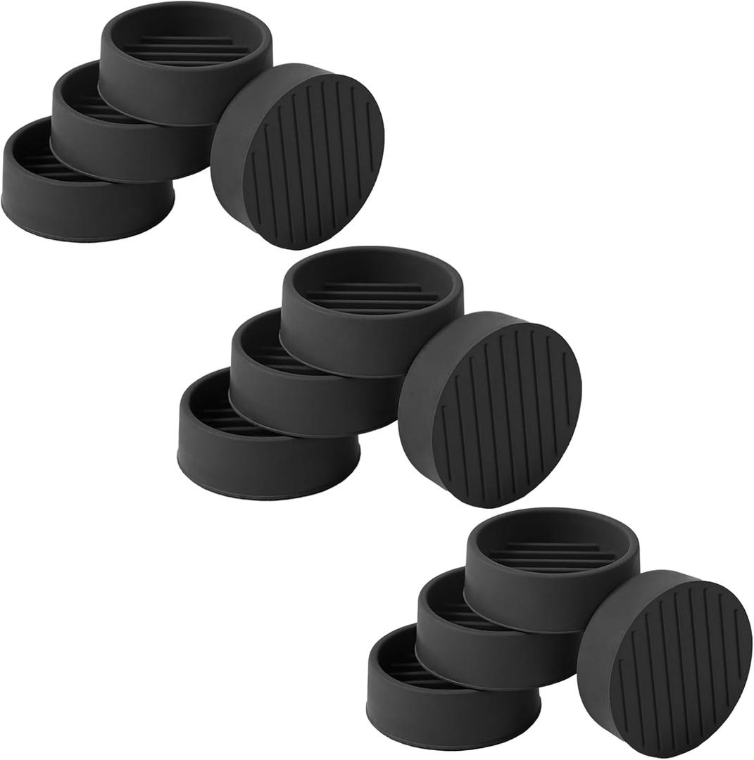 1.5x1.5 Round Rubber Furniture Caster Cups, Anti-Sliding Furniture Pads Bed Stopper Floor Protectors with Grip - Protect Any Flooring (12 Pcs Black)