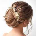 JONKY Rhinestone Bride Wedding Hair Comb Gold Bridal Hair Piece Accessories for Women(Pack of 2)