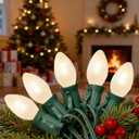 Abeja C7 LED Christmas Lights, 25Ft C7 Frosted White String Lights with 27 Vintage Incandescent Bulbs (E12 Base, 0.6W) Christmas Vintage String Light for Backyard Porch Balcony Party Decor