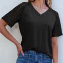 Dokotoo V Neck T Shirts for Women Spring Summer Tops Dressy Casual Blouses Basic Tees (Black, M)