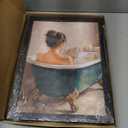 LDXCJXOR Woman in Bathtub Bathroom Wall Art, 2-Pcs Black Framed Canvas Painting, Relaxing Green Tub Wall Decor for Bathroom Powder Room, 12x16 Inch Ready to Hang