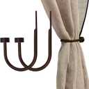Quality Curtain Holdbacks, Solid Steel Curtain Holdback with Disk Finial,Electroplate Finishes, Set of 2 Window Curtain Tieback Hooks, Antique Bronze