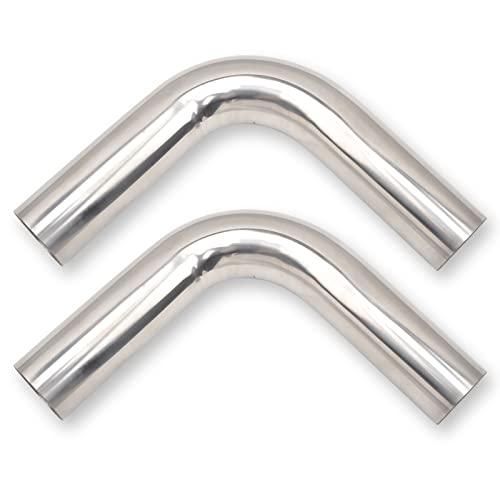 FGJQEFG 2 Inch 90 Degree DIY Custom Mandrel Exhaust Pipe Tube Pipe, T304 Stainless Steel, Universal Fit, 18.1 Inch End to End Length, 2'' OD Mandrel Bend Pipe