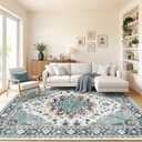 Washable Area Rug 9x12, Vintage Floral Carpet | Low pile faux wool for living room. TPR non-slip base, Robot friendly & pet safe. Washable aesthetic persian indoor decor.