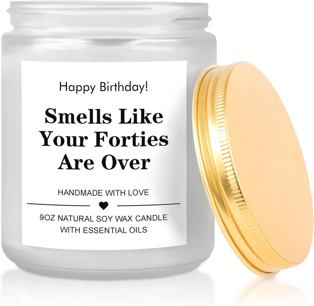50th Birthday Candles for Her Him, Funny 50th Birthday Decorations for Women & Men, Handmade Lavender Scented Soy Wax Candle for Mom, Dad, Friend, Sister, Wife, Husband, 9oz