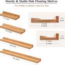 Oak Floating Shelves 16 Inch Wall Shelves for Decor and Storage, 4 Inch Deep Natural Solid Wood Shelf, Picture Ledge Shelf for Bedroom Bathroom Living Room KitchenLaundry Room