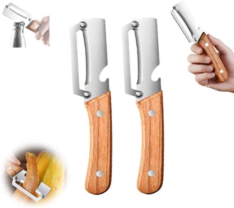 2 x Multi-Functional Vegetable Peeler for Kitchen, with Ergonomic Non-Slip Handle, Good Sturdy, 2 in 1 Fruit Peeler and Bottle Opener, best for potato, vegetable, apple, carrot and more(2pcs)