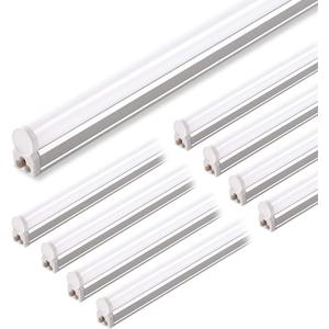 Barrina (Pack of 8 LED T5 Integrated Single Fixture, 4FT, 2200lm, 5000K, 20W, Utility Shop Light, Ceiling and Under Cabinet Light, ETL Listed, with Built-in ON/Off Switch