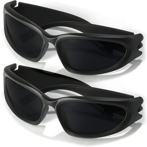 AIEYEZO Y2K Sunglasses Womens Mens Wrap Around Sports Sun Glasses Fashion Oval Thick Frame Ladies Shades