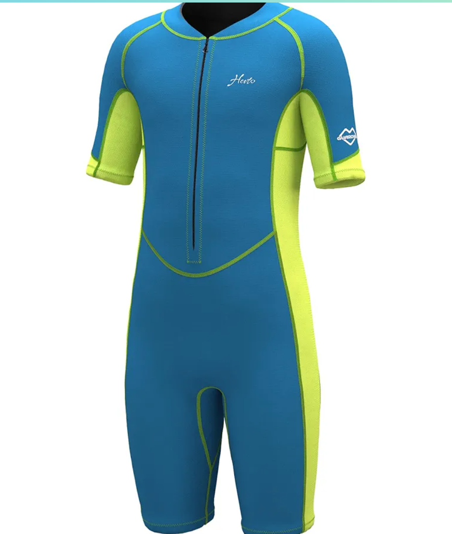 Hevto Kids Wetsuit for Boys Girls Toddler Youth 3/2mm Neoprene Full Wet Suits in Cold Water for Swimming Surfing Diving (10, K1-0.079 in-Front Zipper-Green)