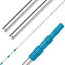 U.S. Pool Supply Telescoping Pole 15-Foot Aluminum Pool Pole Telescopic Cleaning, Adjustable 5 Piece Expandable Step-Up - Secure Locking Cams, Attach Connect Skimmer Net Rake Brush Vacuum Heads Hoses