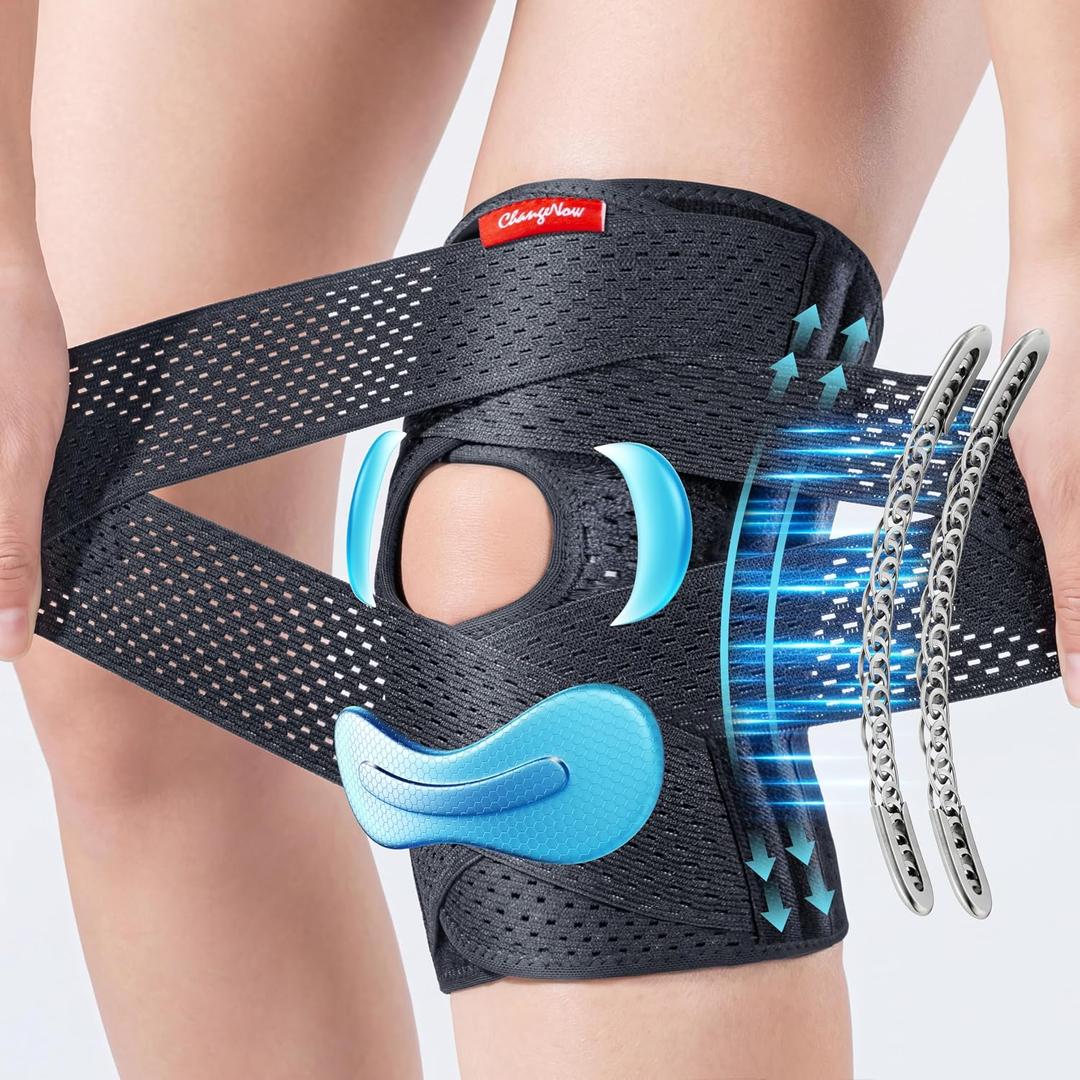 Upgraded Medical-Grade Knee Brace for Women and Men,[Ultra Breathable & V-Straps]Knee Support with Side Stabilizers,for Meniscus Tear,Knee Pain,Arthritis,MCL,ACL Injuries-Knee Wrap(X-Large)