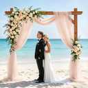 FUHSY Peach Wedding Arch Drapes 2 Panels 20FT Wedding Arch Draping Fabric Chiffon Fabric Drapery Arch Decorations for Ceremony Wedding Backdrops for Reception Bridal Archway Ceiling Drapes Swag Decor