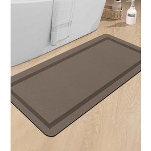 chakme Bathroom Mat Rugs Large 48x24, Ultra Thin Magic Mat Bath Rug Non Slip Bath Rugs Quick Dry Absorbent Bath Mats for Bathroom Floor, (Brown, 48"x24")