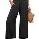 ANRABESS Womens Pants Wide Leg High Waisted Palazzo Pants Summer Flowy Beach Lounge Casual Trousers with Pockets Black, XL