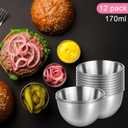 12 Pack 3.4inch Stainless Steel Sauce Dishes, Mini Individual Round Sauce Bowl, Sushi Dipping Bowl, Ingredient Bowls for Prep, Silver