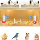 Brooder Box for Chicks, 32 Inch Wooden Large Chicken Brooder Box with 75W Heating Lamps, Thermometer, Chicken Feeder & Waterer Set, Tin Foil, Poultry Breeding Kit, for 12-15 Chicks Ducks Quail