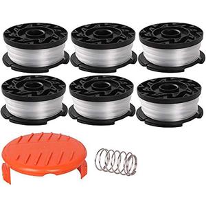 THTEN AF-100 String Trimmer Spool Compatible with Black and Decker GH600 GH900 LST201 LSTE525 BESTA510 30ft 0.065" Refills Line AFS Weed Eater Edger with RC-100-P Spool Cap Covers 6+2