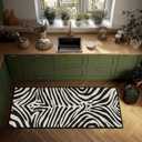 Zebra Print Runners Rug 2x5 for Entryway,Zebra Pattern Hallway Runner Rugs Beige White and Black Kitchen Rug Washable Indoor Door Mat Non Slip Accent Throw Rugs Bedroom Area Carpet for Entry,Bedroom