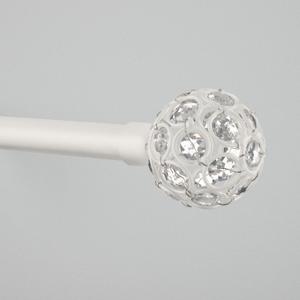 Exclusive Home Curtains Rings 1" Curtain Rod and Coordinating Finial Set, Matte White, Adjustable 66"-120"