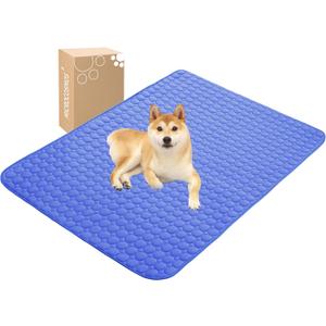 MICROCOSMOS Summer Cooling Mat & Sleeping Pad- Water Absorption Top, Materials Safe, Easy Carry, EZ Clean. Keep Cooling for Pets, Kids and Adults.(Navy Blue, 59" x 40")
