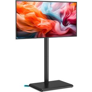 Rfiver Swivel Floor TV Stand with Mount for 32-60 inch TVs up to 88 lbs, Height Adjustable Tall TV Stand with Wood Base, Saving Space Design for Bedroom, Living Room and Corner, Max VESA 400x400mm (Black)