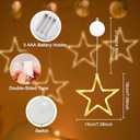 LED Stars Christmas Lights,3 Pack LED Christmas Window Lights,10 LEDs Christmas decorations with Timer for Window Decoration, Christmas Decoration, Balcony, Party, Wedding, Warm White, ON-WJX-3P