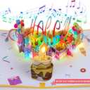 Olatay 3D Musical Birthday Popup Card, Blowable/Blow Out LED Light Candle and Play Happy Birthday Music for Kids Men and Women
