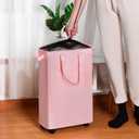 efluky Slim Laundry Hamper with Wheels, Rolling Laundry Basket for Clothes, Small Laundry Basket for Bedroom, Dorm and Laundry Room, 60L (12.7 Gallons) Pink