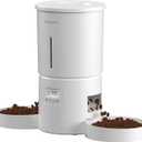Dual Automatic Cat Feeder 2 Cats,6 Meals/Day,12 Portions/Meal,4.2L Dual Power Double Bowls Feeder,Dry Food Auto Pet Dispenser,10S Voice Record,Flexible Schedule Timer (White,Basic Dual Bowls)