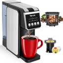 Horavie Single Serve Coffee Maker with Built-in Grinder, Fast Brew 6-16oz Single Cup for Whole Beans, Grounds, K-Cup, Grind and Brew Coffee Maker with 47oz Water Tank, Descaling Alert, Black
