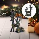 Baluue 2pcs Christmas Reindeer Figurines Resin Sitting Standing Deer Statue Artificial Deer Statues Sculpture Tabletop Ornaments for Cabinet Mantel Shelves Fireplace Accents (Multicolor)