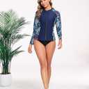 Halcurt Women's Full Zip Long Sleeve Rash Guard Swim Top with Pockets UPF50+ Quick Dry Swimsuit (XL)