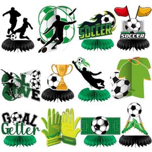 12 Pcs Soccer Birthday Party Decorations Soccer Honeycomb Centerpieces Sports Themed Table Decorations Football Theme Topper Centerpieces for Birthday Baby Shower Party Supplies