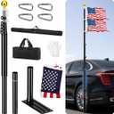 20 FT Tailgate Flag Pole Kit with Bag & US Flag
Portable RV Flag Pole，Dual Mounting Options, for Outdoor Tailgating, Camping, Black