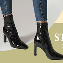 Mofirdast Women's Mid Calf Boots Comfy Square Closed Toe Stiletto High Heel Boot Zipper Short Ankle Booties (8, Black)