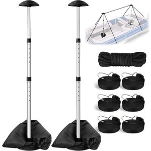 Pontoon Boat Cover Support Poles, Height-Adjustable Boat Support Pole for Pontoon/Jon/Bass/V-Hull Boat Cover Accessories with Sand Storage Bag