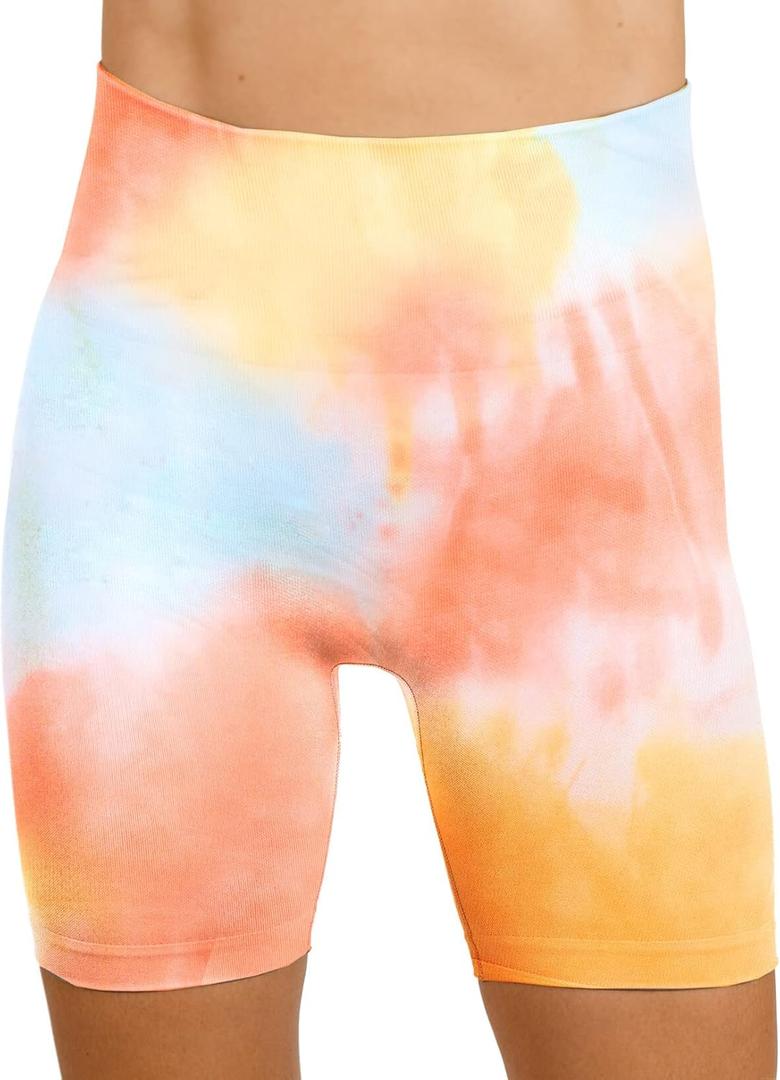 Women's High-Waisted Seamless Compression Biker Shorts - Tie Dye and Solid Ideal for Gym, Yoga, Running, and Fitness S 