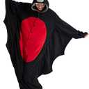 Kgromfy Black Bat Onesie Adult Halloween Animal Cosplay Outfits One Piece Costumes Party Jumpsuit Homewear S (Black)