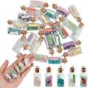 DICOSMETIC 24Pcs Wishing Bottle Charms Mini Glass Bottle Charms with Colorful Natural Gemstone Chips Gemstone-filled Glass Bottles Necklace Charm for Jewlery Making Gifts