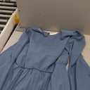 ZESICA Women's Fall Long Sleeve Dresses 2026 Casual Crewneck Chiffon Swing Pleated A Line Cocktail Party Midi Dress, Dusty Blue (Medium)