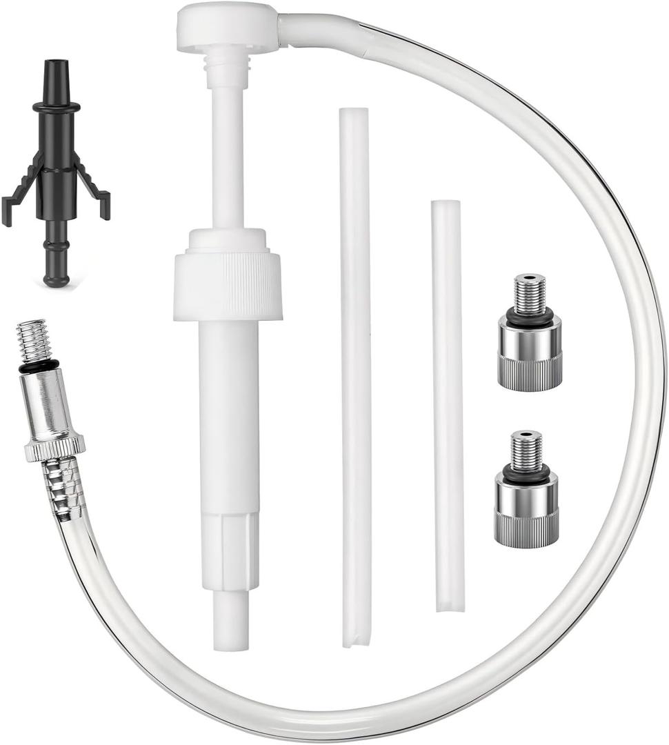 Upgrade Lower Unit Oil Pump Fluid Pump for Gallon Bottles and Wide Mouth Quart Bottles Includes 3/8 Inch Metal Swivel 8mm and 10mm Adapters Fit Most Marine Boat Outboard Motors