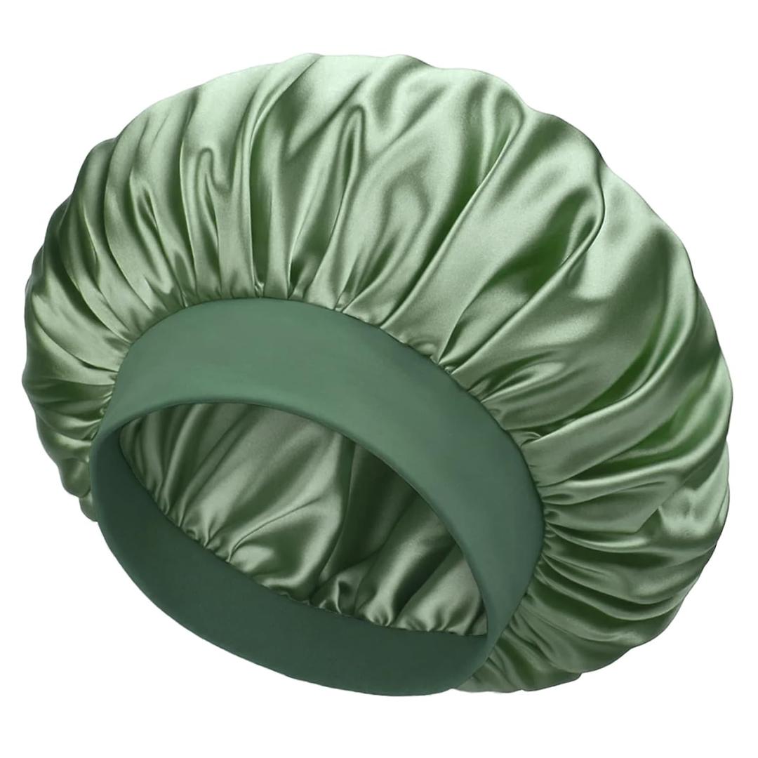 YANIBEST Silk Bonnet for Men, Satin Hair Bonnet for Sleeping, Double Layer Sleep Cap for Black Men & Women Curly Hair Braids, Green
