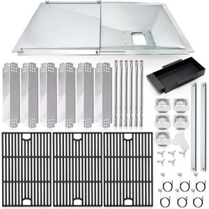 Grill Grease Tray Parts for Nexgrill 720-0896B, 720-0896, 720-0896C, Adjustable Gas Grill Drip Pan, Cooking Grid Grates, Heat Plates, Burner, Igniters for Nexgrill Replacement Parts 6 Burner 720-0896B