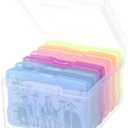 Photo Storage Box 5" x 7", Extra Large Transparent Plastic Photo Organizer Craft Keeper with 6 Colorful Inner Case for Cards, Pictures, Stamps, Stickers, Seeds, Office Supplies