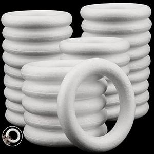 MAHIONG 29 Pack 4.7 Inch Craft Foam Wreath, White Polystyrene Foam Circles Ring, Round Foam Wreath Form for Crafts DIY Arts Floral Projects Home Wedding Decor