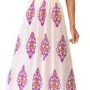 PRETTYGARDEN Summer Dress for Women 2026 Floral Sundress Spaghetti Strap Flowy Beach Vacation Boho Maxi Dresses (White, L)