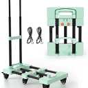 Voipvvii Folding Hand Truck 500lbs, Portable Heavy Duty Dolly Cart, 6 Wheels Collapsible Luggage Cart with 2 Elastic Ropes Compact Trolley Cart for Easy Moving Ideal Hand Cart for Travel and More,green